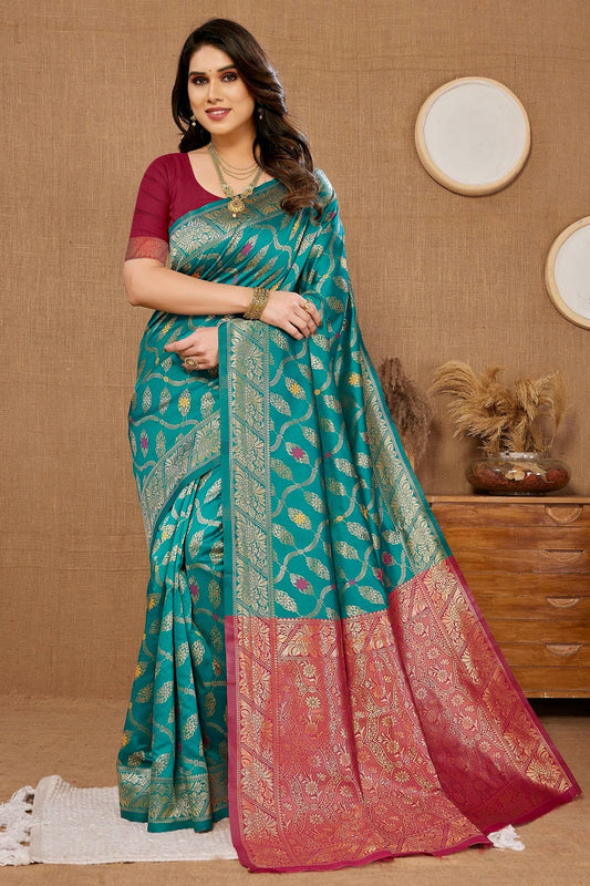 Teal Banarasi Silk Saree NCSD11112490