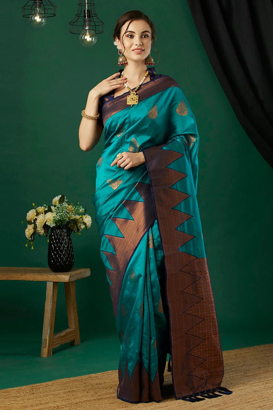 Teal Banarasi Silk Traditional Saree NCSD11111688