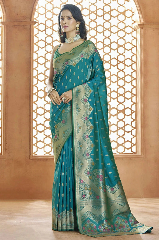 Teal Banarasi Silk Traditional Saree NCSD11112239