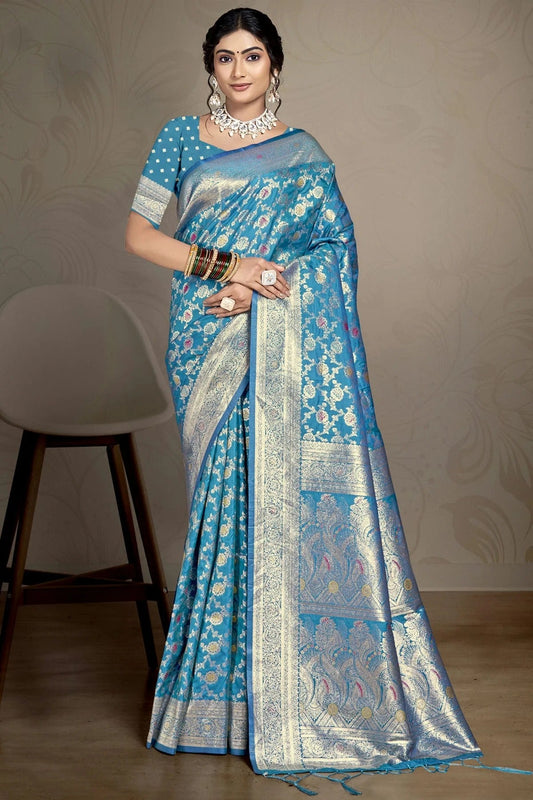 Teal Blue Silk Traditional Saree NCSD11010416