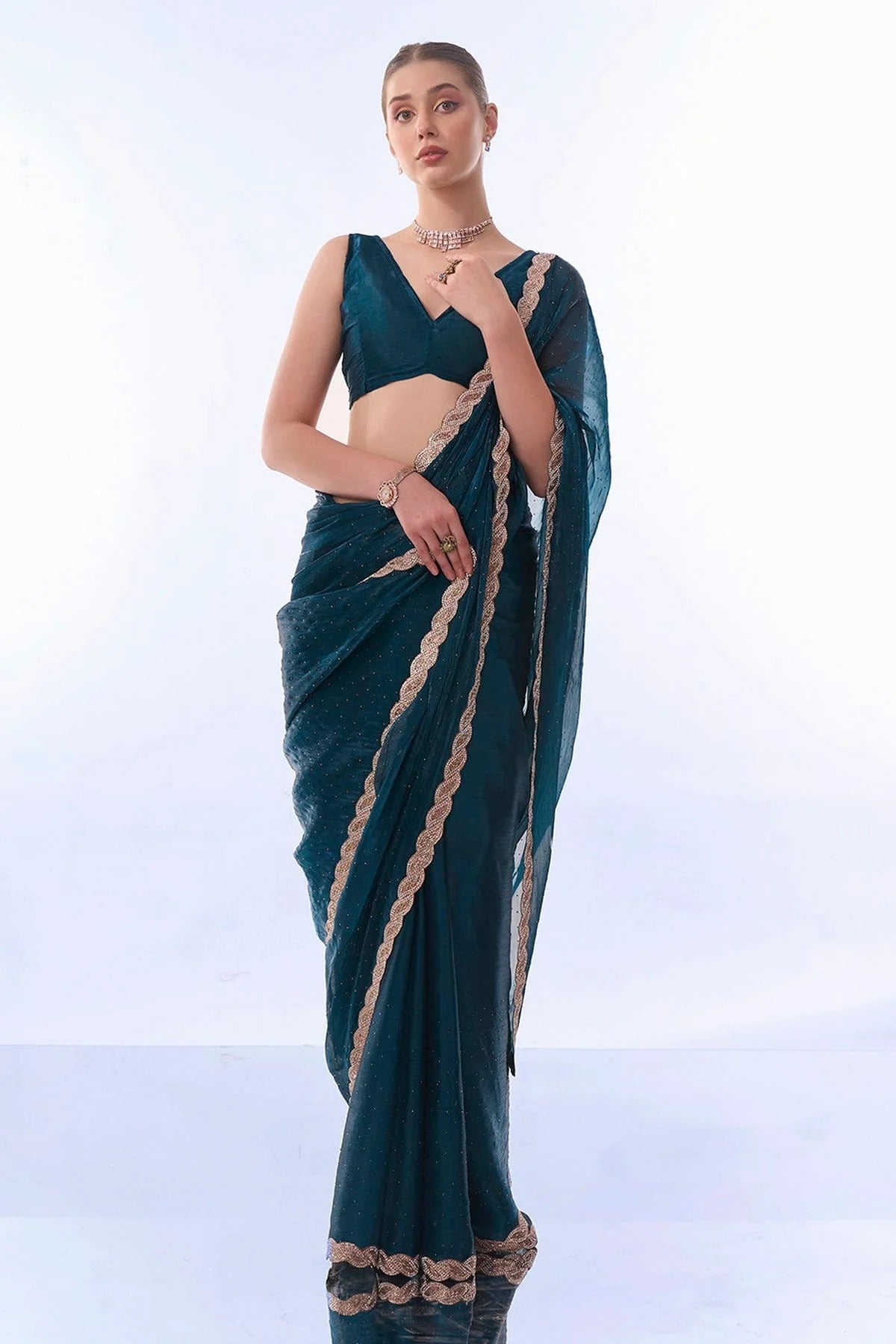 Teal Burburry Saree NCSD11112458