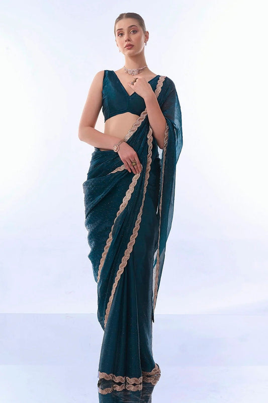 Teal Burburry Saree NCSD11112458