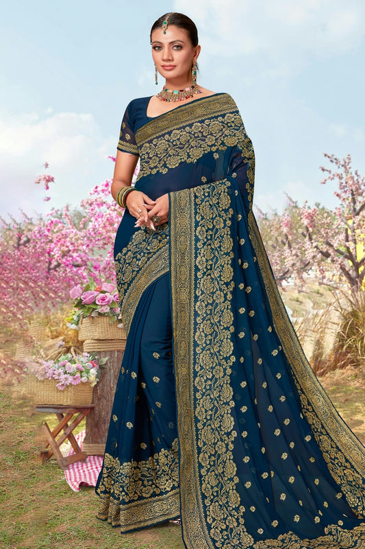 Teal Georgette Designer Saree NCLC11210355