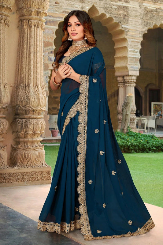 Teal Georgette Designer Saree NCLC11210411