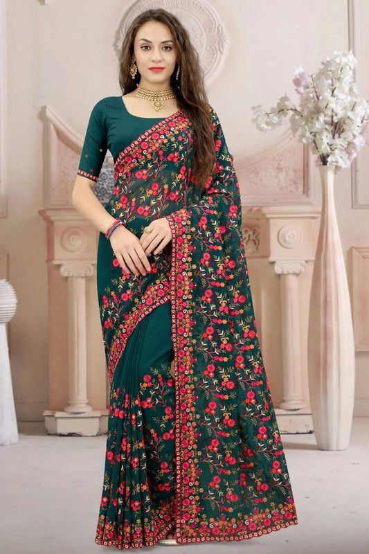 Teal Georgette Designer Saree NCSD10910145
