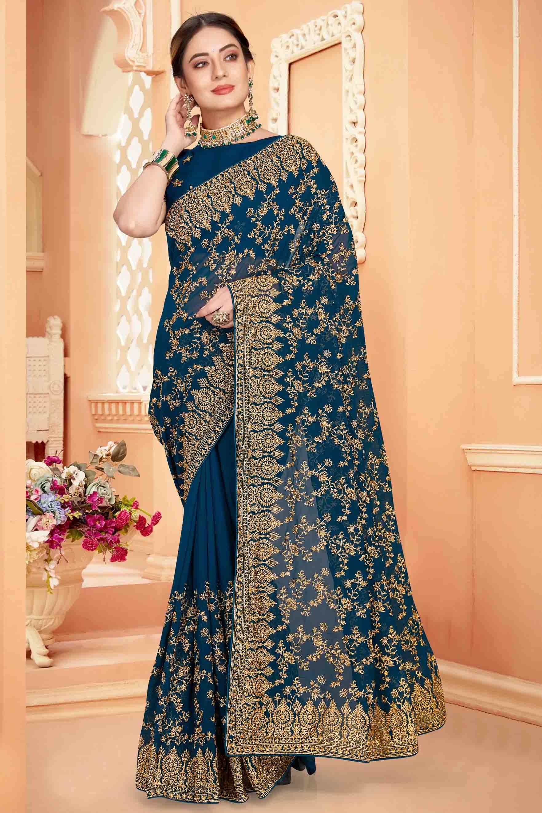 Teal Georgette Designer Saree NCSD10910752