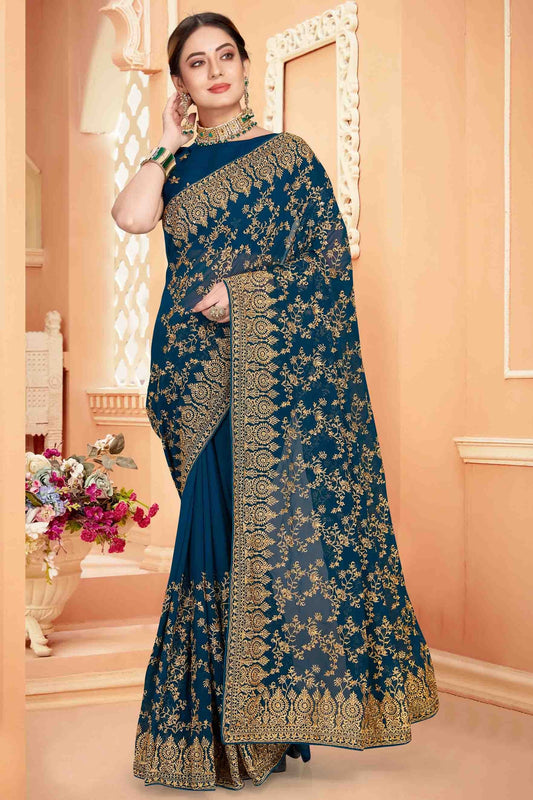 Teal Georgette Designer Saree NCSD10910752