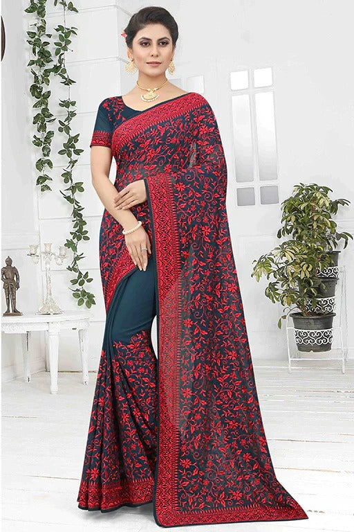 Teal Georgette Designer Saree NCSD10910769