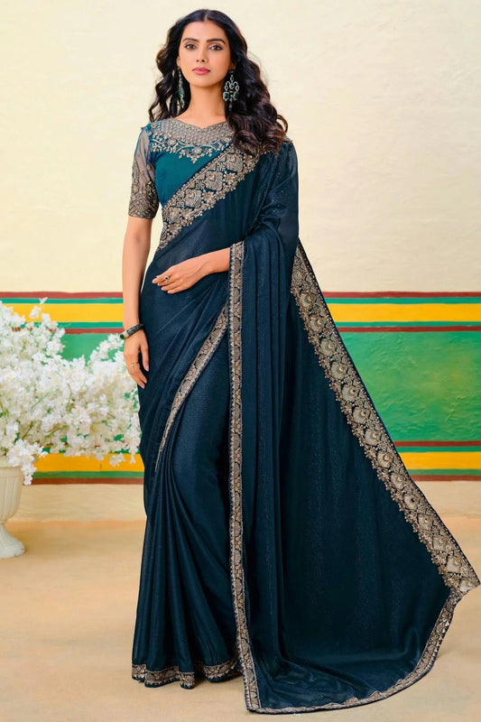 Teal Georgette Designer Saree NCSD11111492