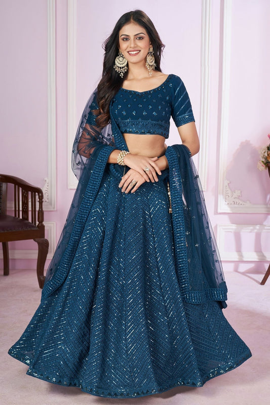 Teal Georgette Lehenga Choli NCLC10110124