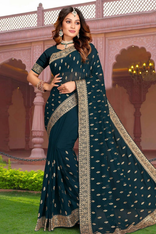 Teal Georgette Saree NCSD10910353