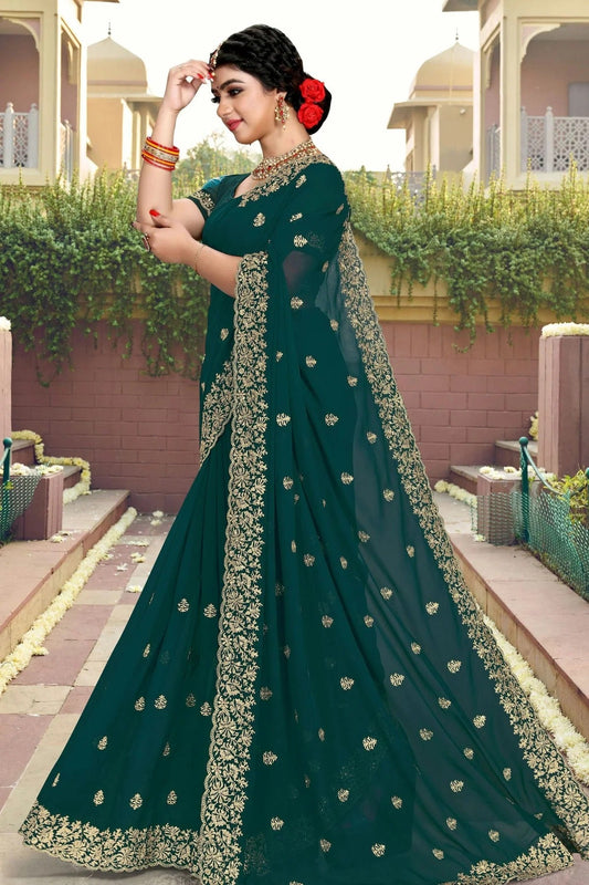 Teal Georgette Saree NCSD10910401
