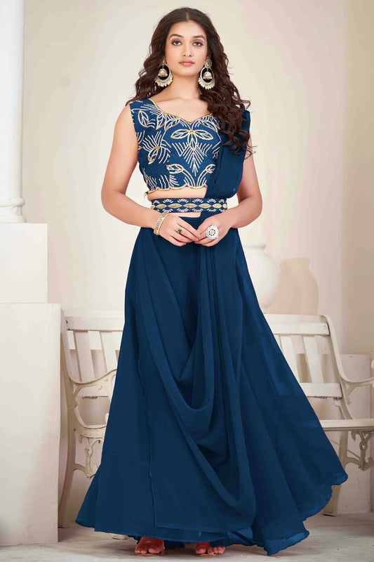 Teal Georgette Semi Stitched Lehenga Choli NCLC11710149