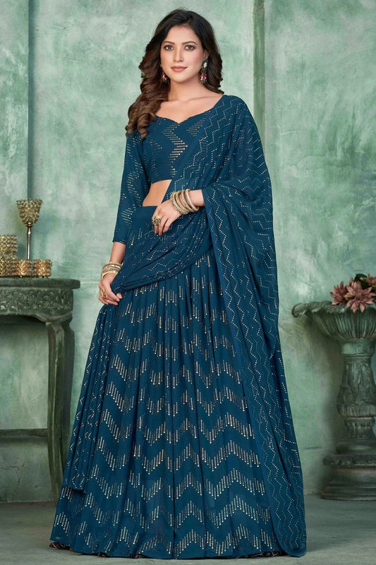 Teal Georgette Semi Stitched Lehenga Choli NCLC11710151