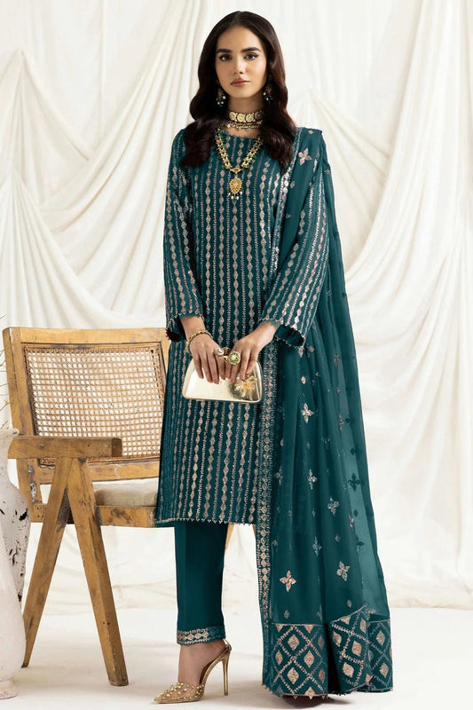 Teal Georgette Semi Stitched Pakistani Suit NCSM12510204