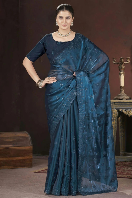 Teal Jimmy Choo Designer Saree NCSD11111206