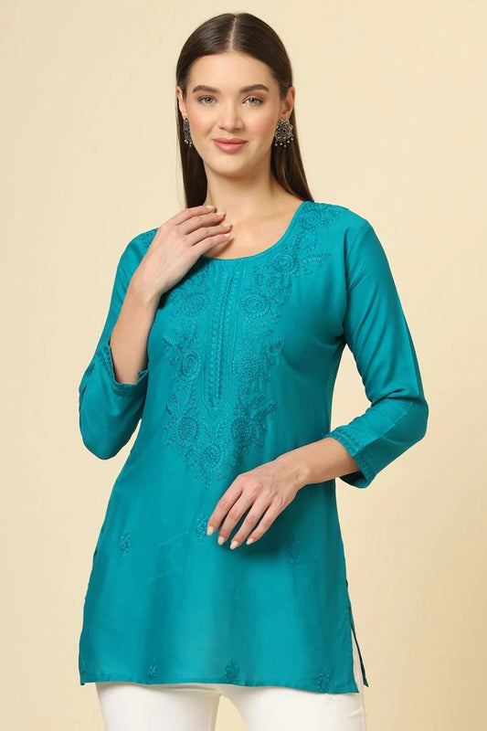 Teal Rayon Readymade Top  NCTP11112247