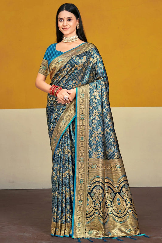 Teal Satin Silk Traditional Saree NCSD11010422