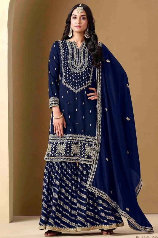 Teal Semi Stitched Art Silk Palazzo Pant Suit NCSM10510100