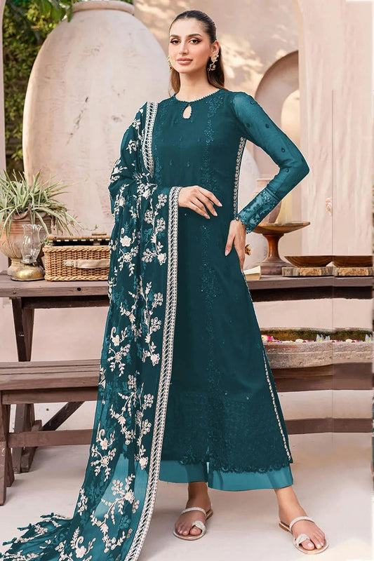 Teal Semi Stitched Faux Georgette Pakistani Suit NCSM11410306