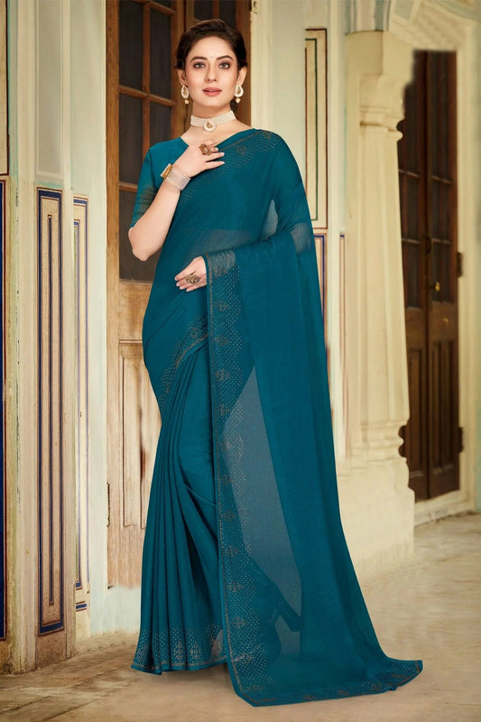 Teal Silk Designer Saree NCLC11210367