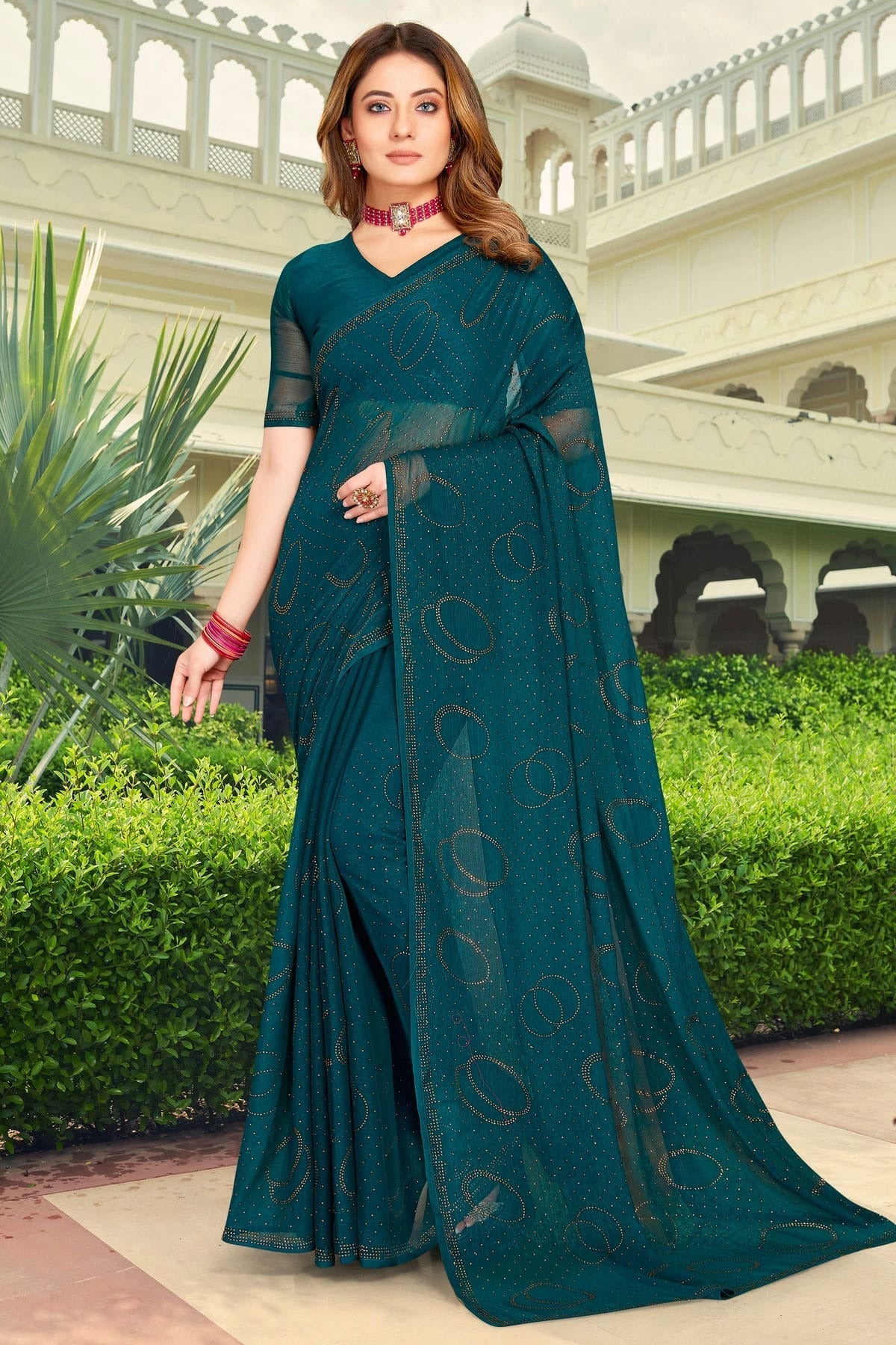 Teal Silk Designer Saree NCLC11210371