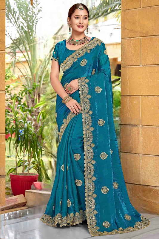 Teal Silk Designer Saree NCSD11210181