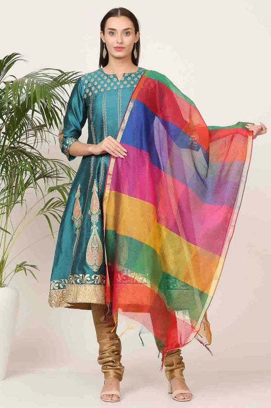 Teal Silk Stitched Suit NCSS11110913