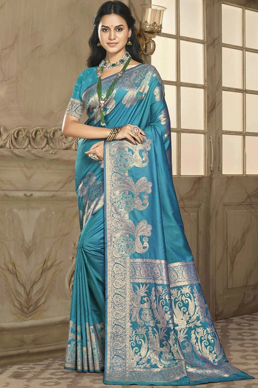 Teal Silk Traditional Saree NCSD11010426
