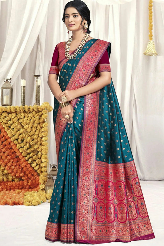 Teal Silk Traditional Saree NCSD11010431
