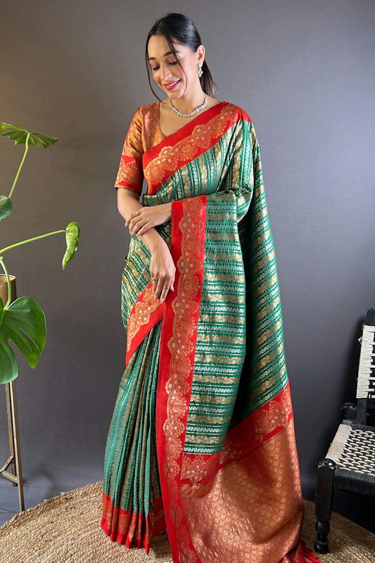Teal Silk Woven Saree NCSD12910185