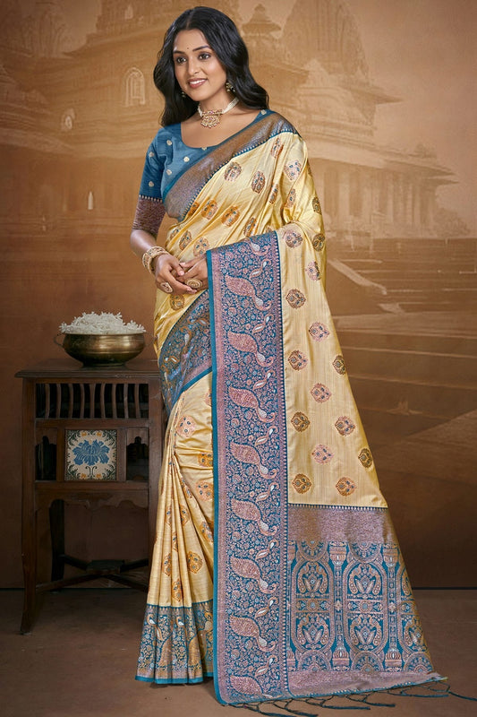 Teal Silk Woven Traditional Saree NCSD11010231