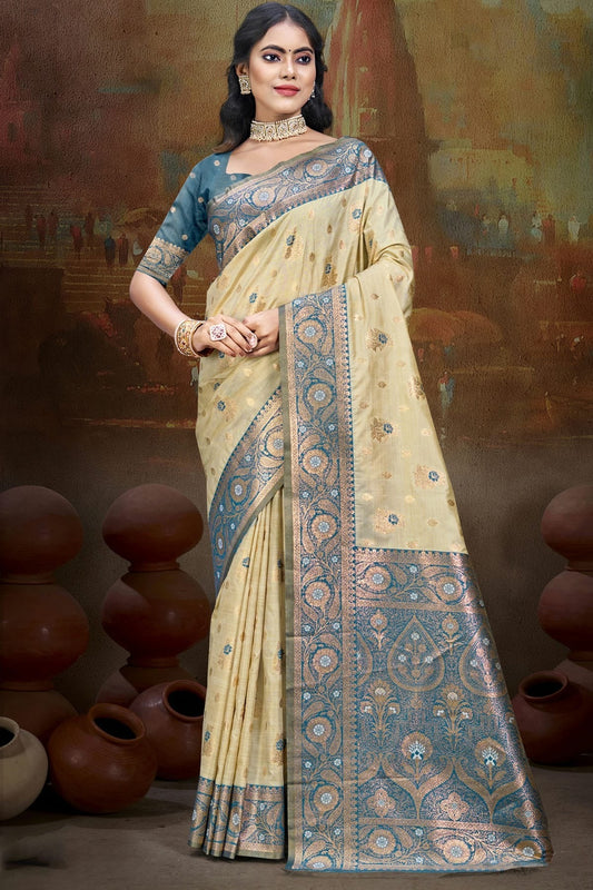 Teal Silk Woven Traditional Saree NCSD11010236