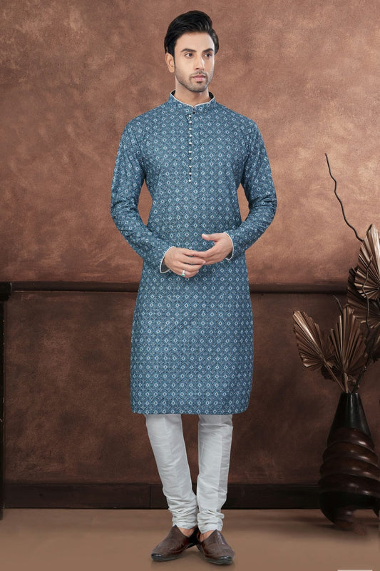Teal Soft Rayon Kurta Pajama NCKP10410125