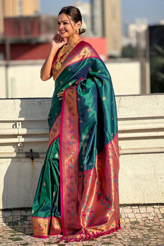 Teal Soft Silk Traditional Saree NCSD11111750