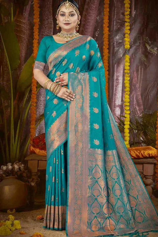 Teal Woven Silk Traditional Saree NCSD11010135