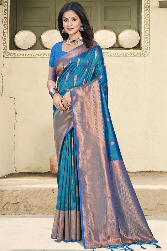 Teal Woven Silk Traditional Saree NCSD11010158