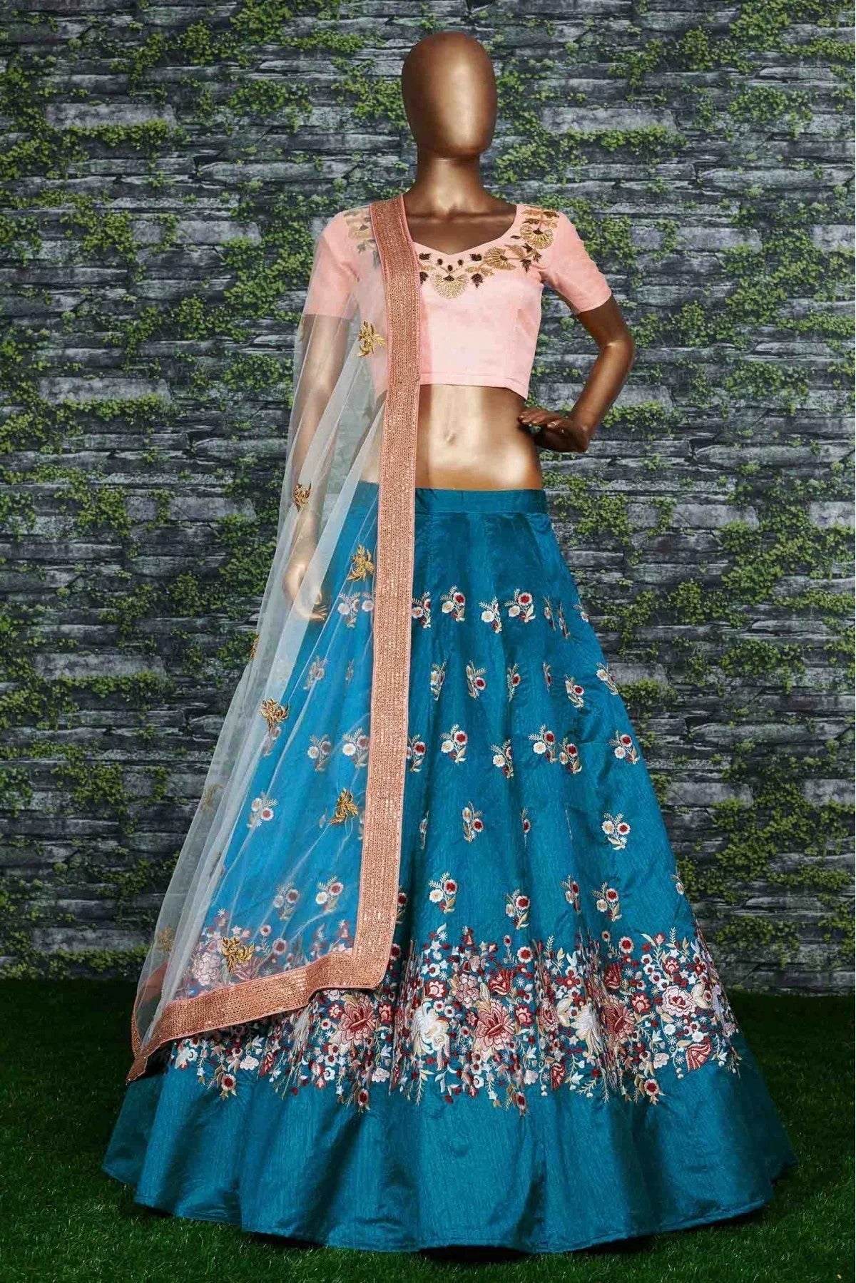 Teal and Blue Banglori Silk Lehenga Choli NCLC10110251-10