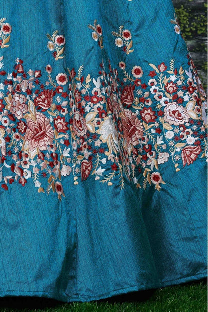 Teal and Blue Banglori Silk Lehenga Choli NCLC10110251-10
