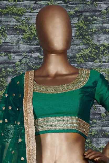Teal and Green Mulberry Silk Lehenga Choli NCLC10110295