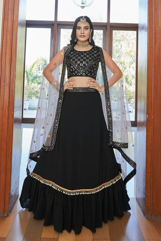 Titan Silk Designer Lehenga CholiIn Black  NCLC12710144