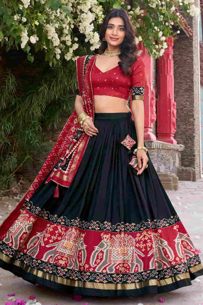 Tussar Silk Zari Woven Work Lehenga Choli In Black Colour NCLD1300076