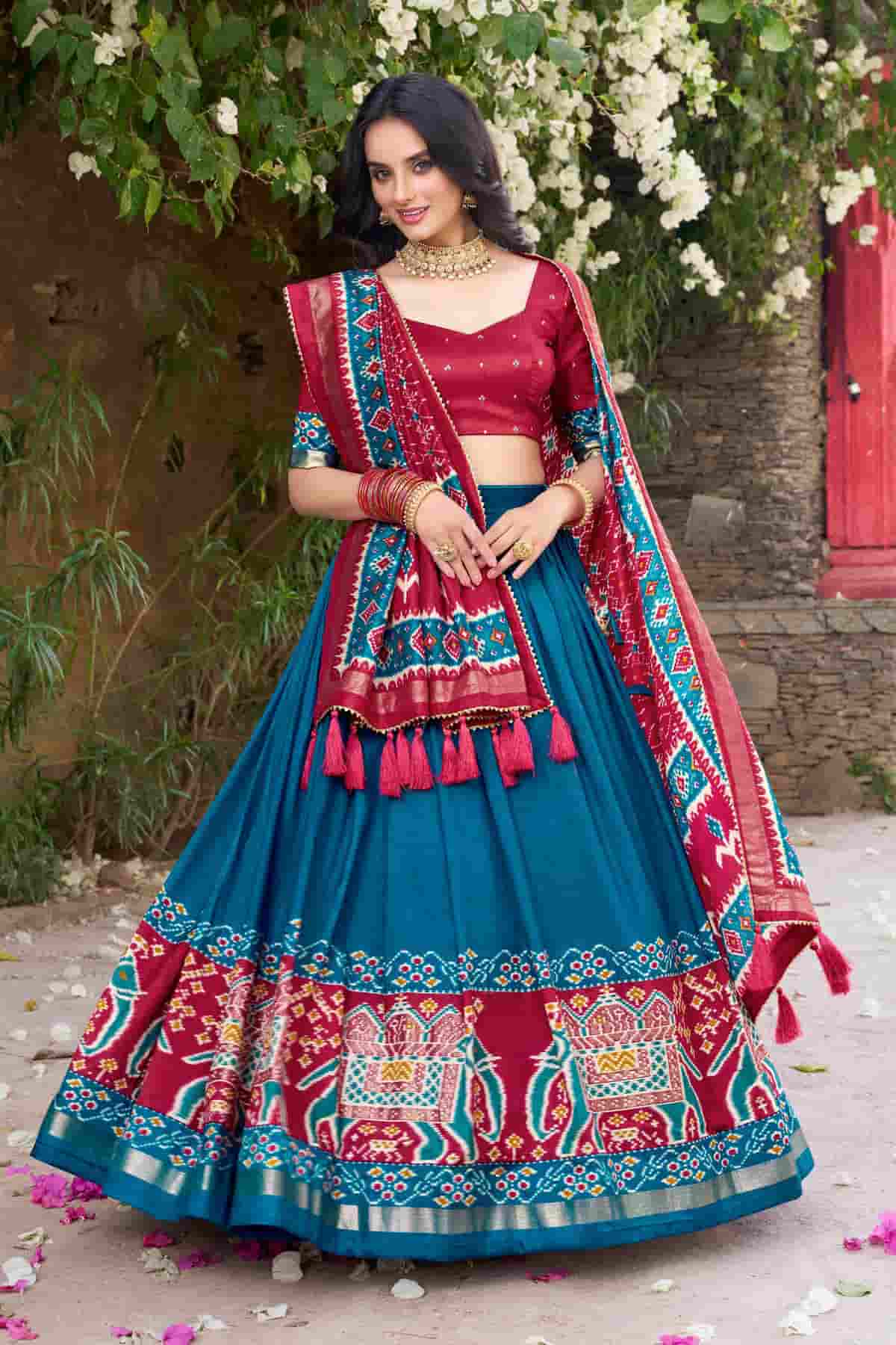 Tussar Silk Zari Woven Work Lehenga Choli In Light Blue Colour NCLD1300078