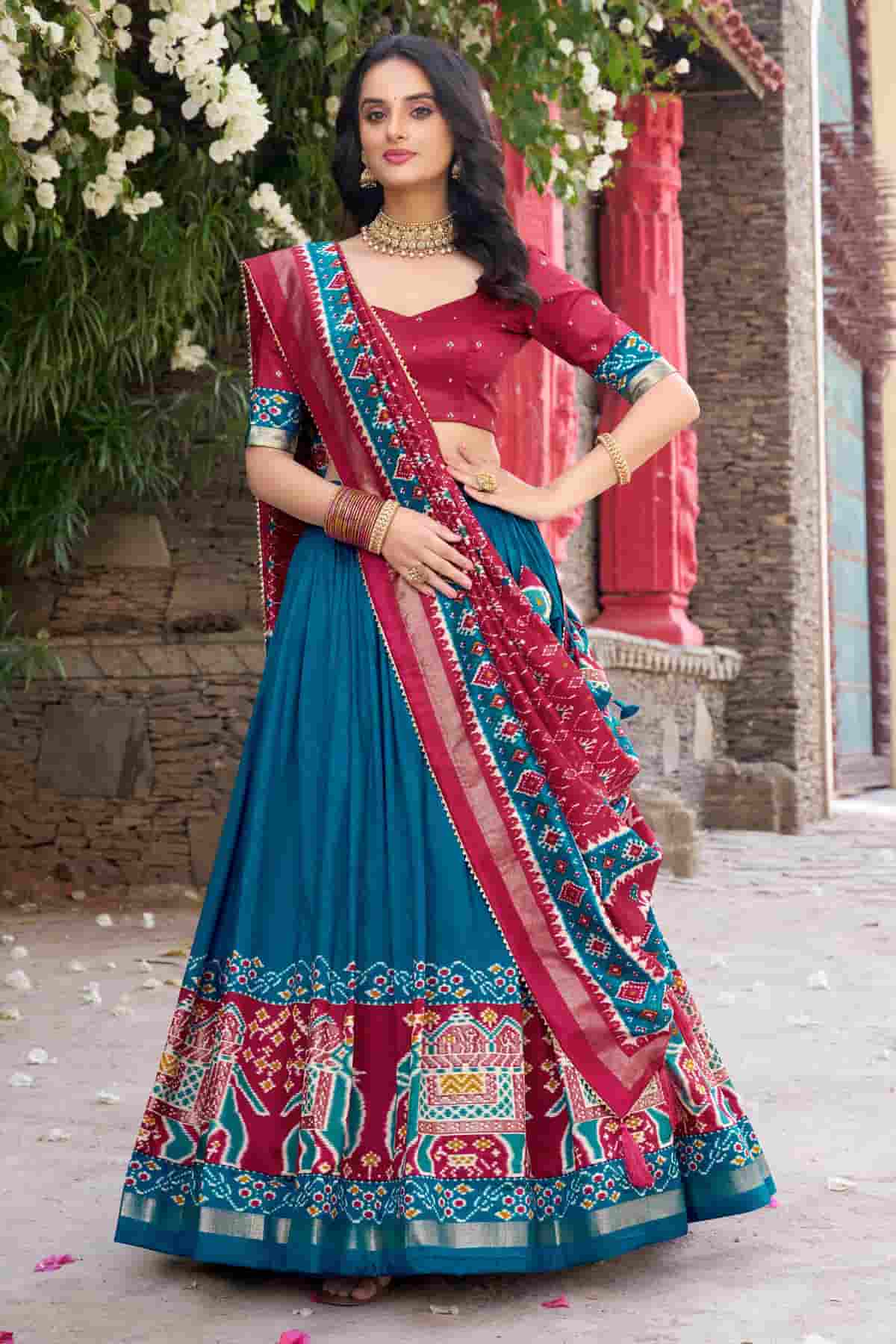 Tussar Silk Zari Woven Work Lehenga Choli In Light Blue Colour NCLD1300078