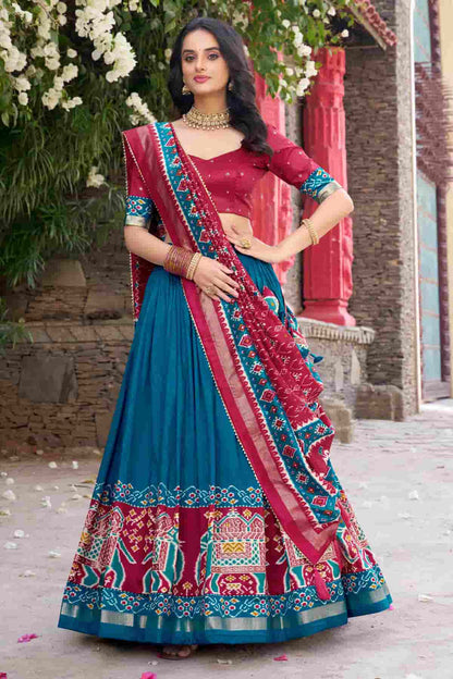 Tussar Silk Zari Woven Work Lehenga Choli In Light Blue Colour NCLD1300078