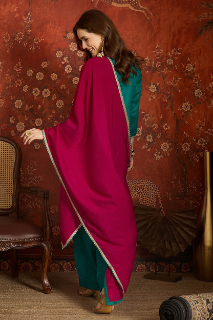 Vichitra Silk Embroidery Work Palazzo Pant Suit In Blue Colour NCSS1113638