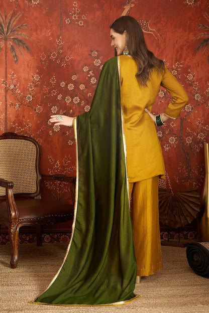 Vichitra Silk Embroidery Work Palazzo Pant Suit In Mustard Colour NCSS1113635