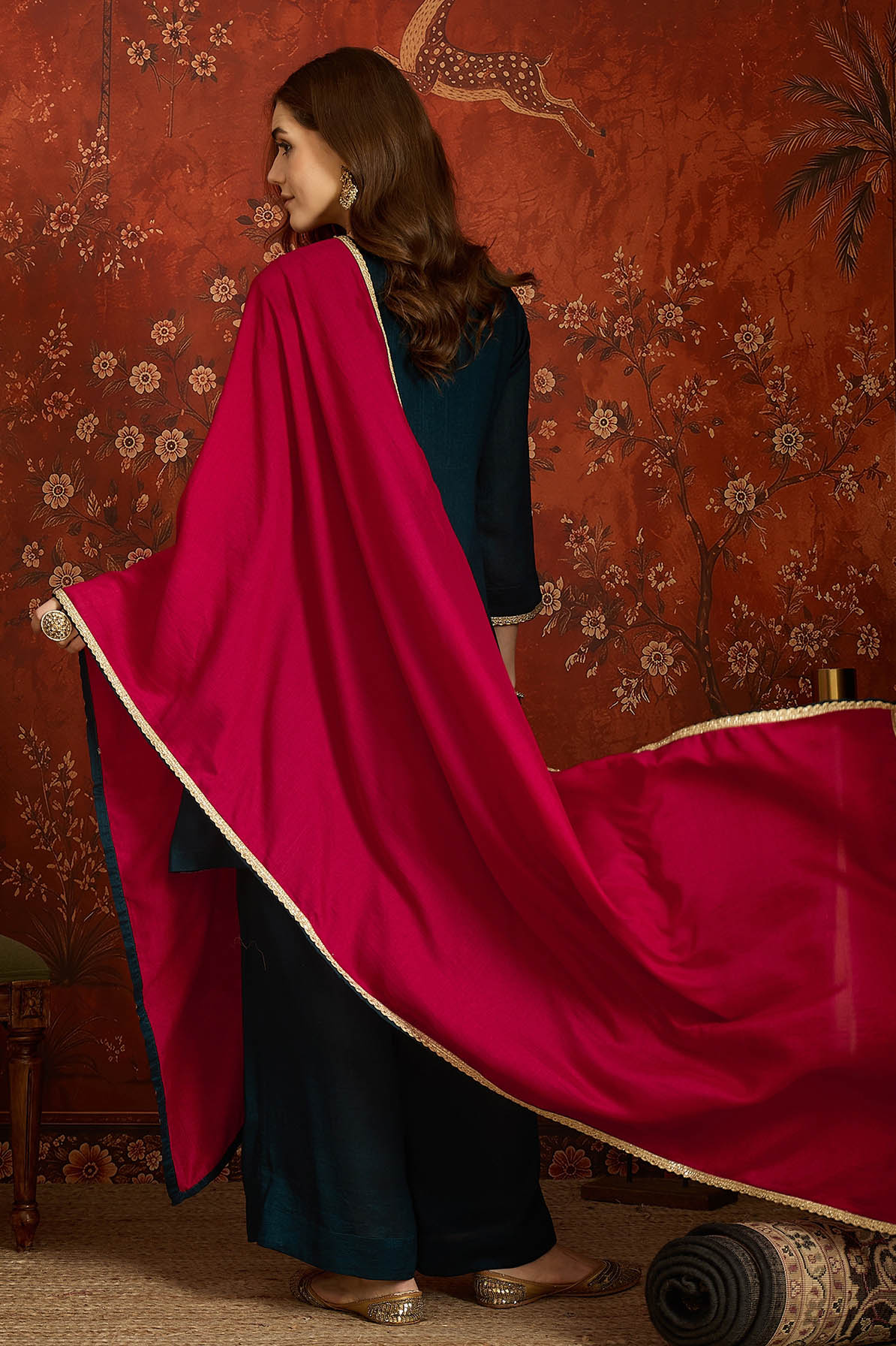 Vichitra Silk Embroidery Work Palazzo Pant Suit In Teal Colour NCSS1113639