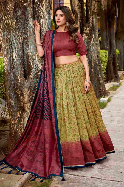 Vichitra Silk Zari Woven Work Lehenga Choli In Cream Colour NCLD1300060