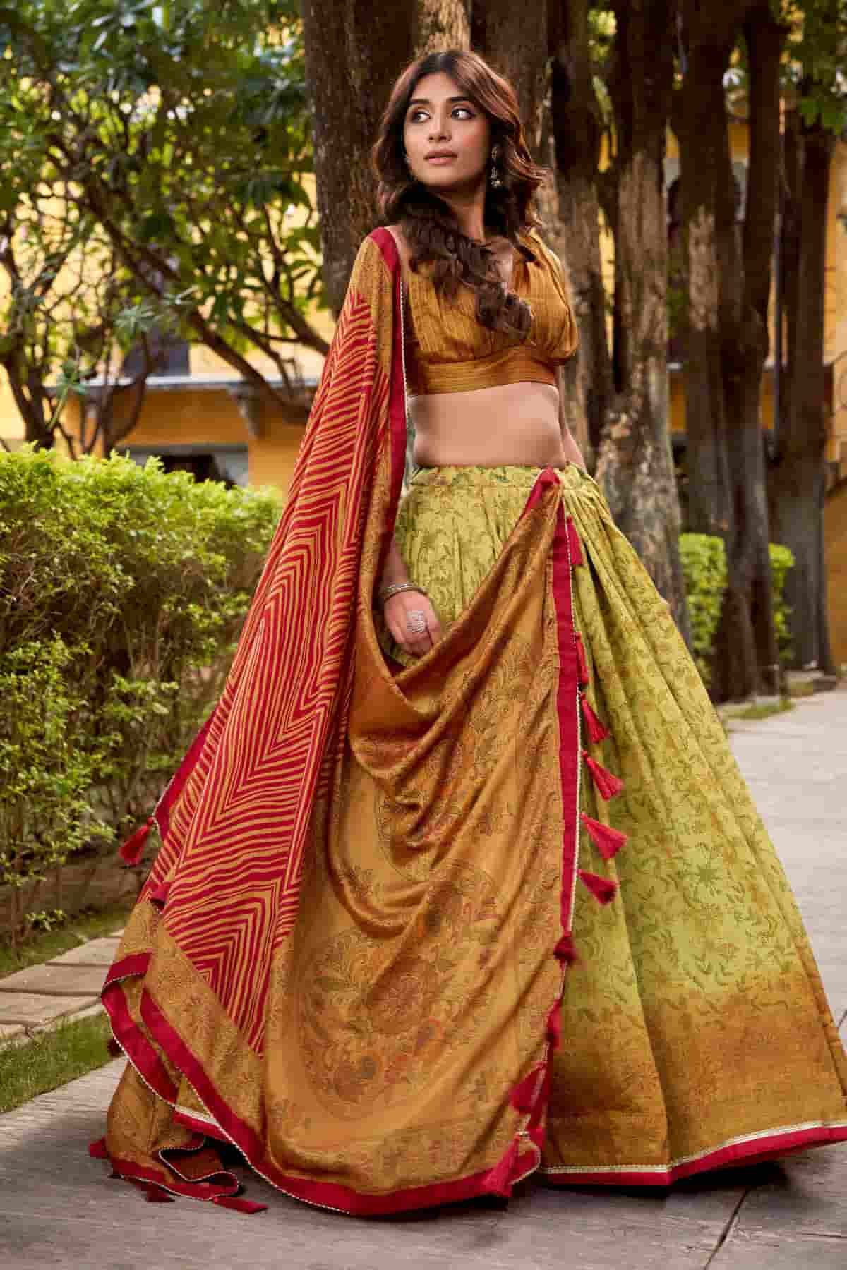 Vichitra Silk Zari Woven Work Lehenga Choli In Light Green Colour NCLD1300061